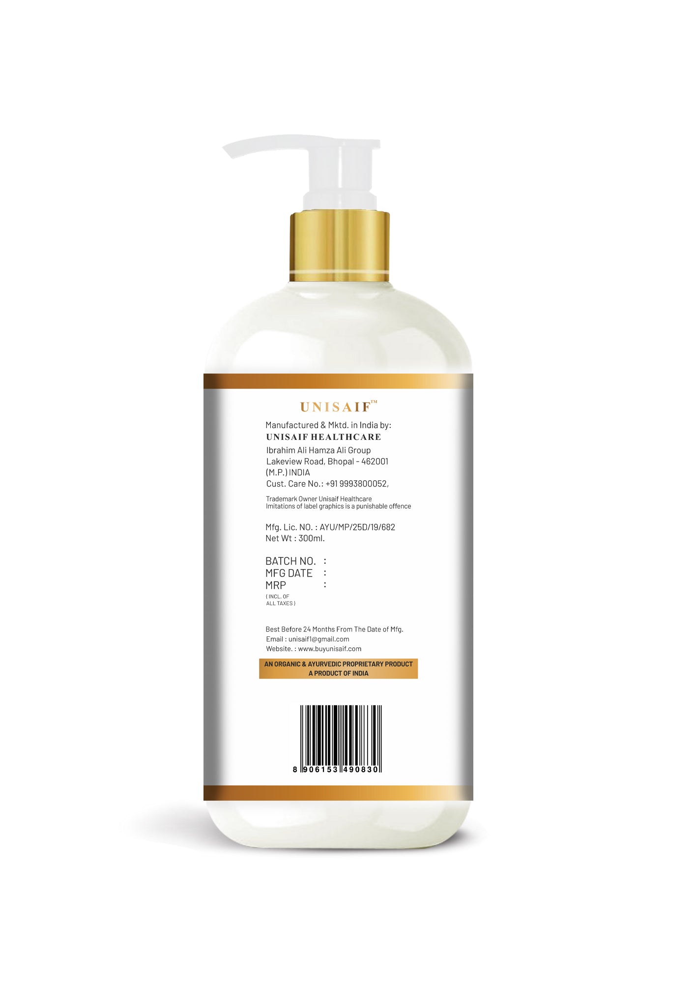 Aqua Organic Body Wash (300ml) | Sulphate & Paraben Free| Skin Friendly| Optimum PH| Nourishing