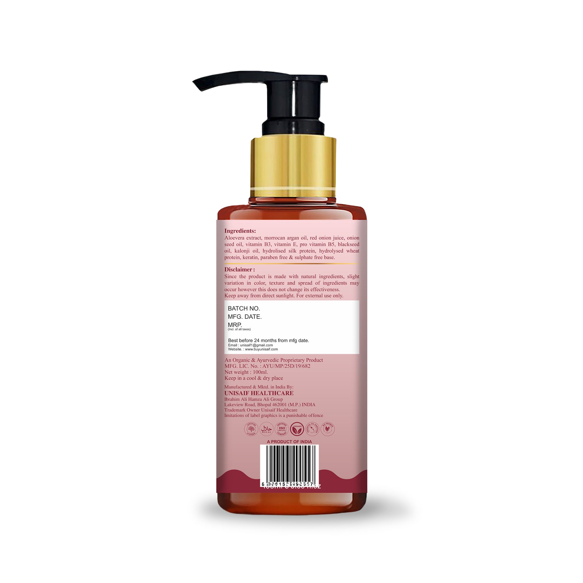 Argan Onion Conditioner (100ml) For Hairgrowth, Hair Volume, Dandruff | NO SULPHATE| NO PARABEN| NO SILICON