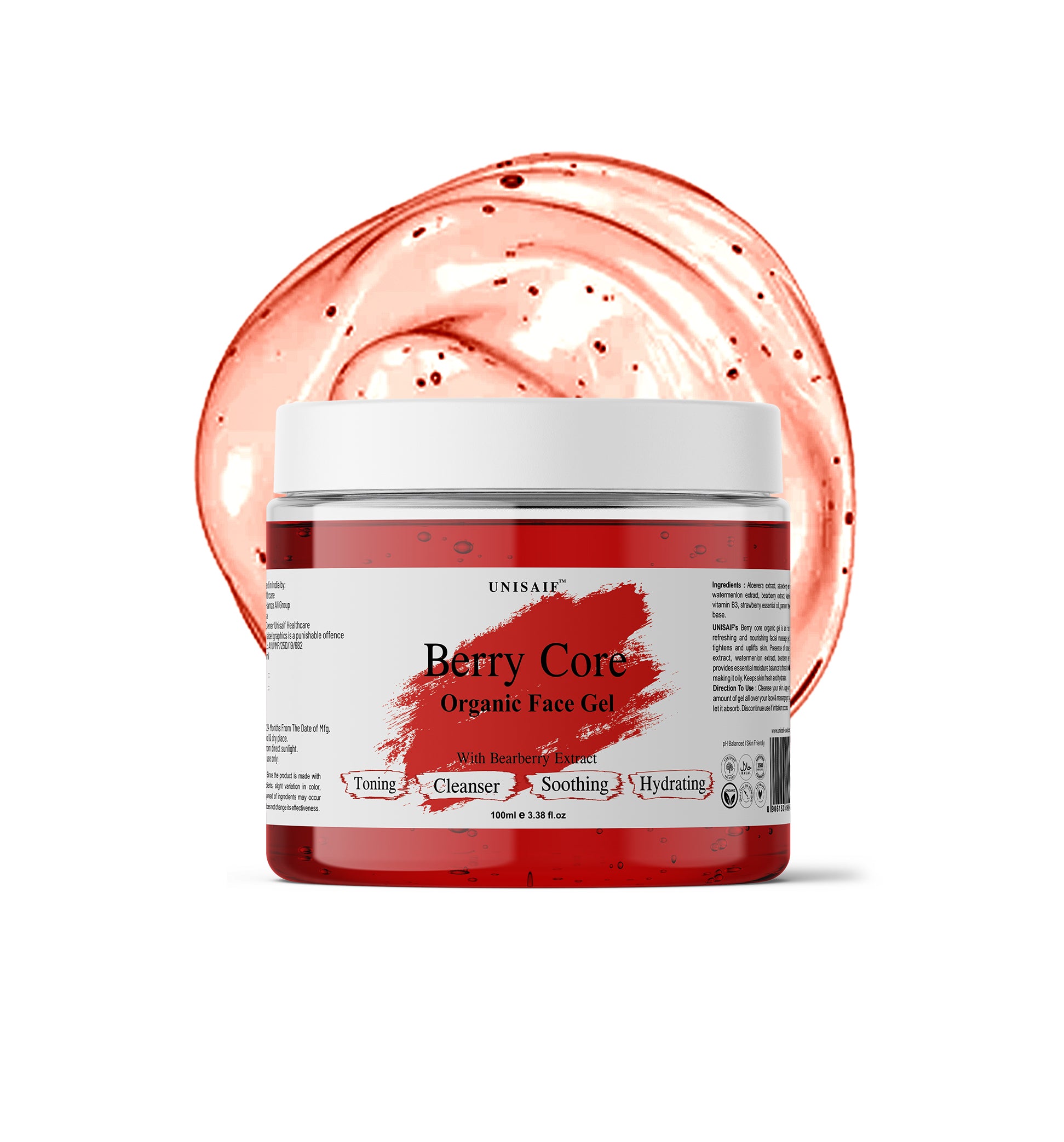 Berry Core Organic Facial Gel (100g) With Bearberry Extracts | Skin Toning| Cleansing| Soothing| Hydration| NO PARABEN NO SULPHATE