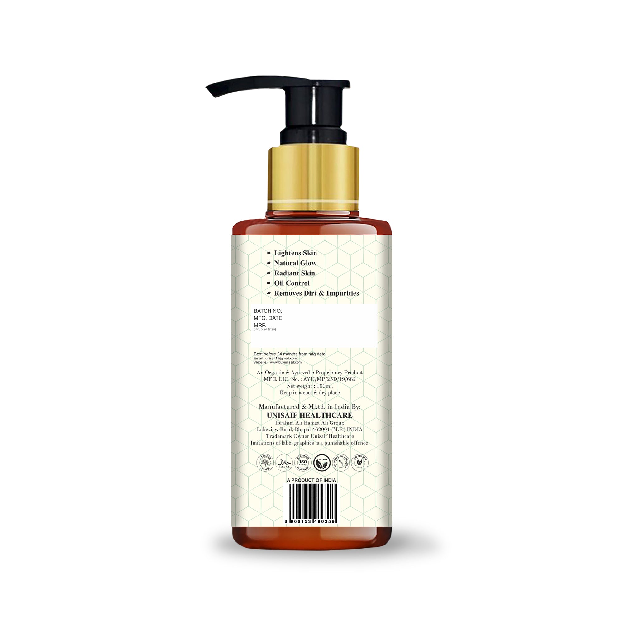 Bounty (Ubtan) Organic Facewash (100ml) With Saffron |Lightens Skin| Removes Tan| Radiance & Glow| Uneven Complexion