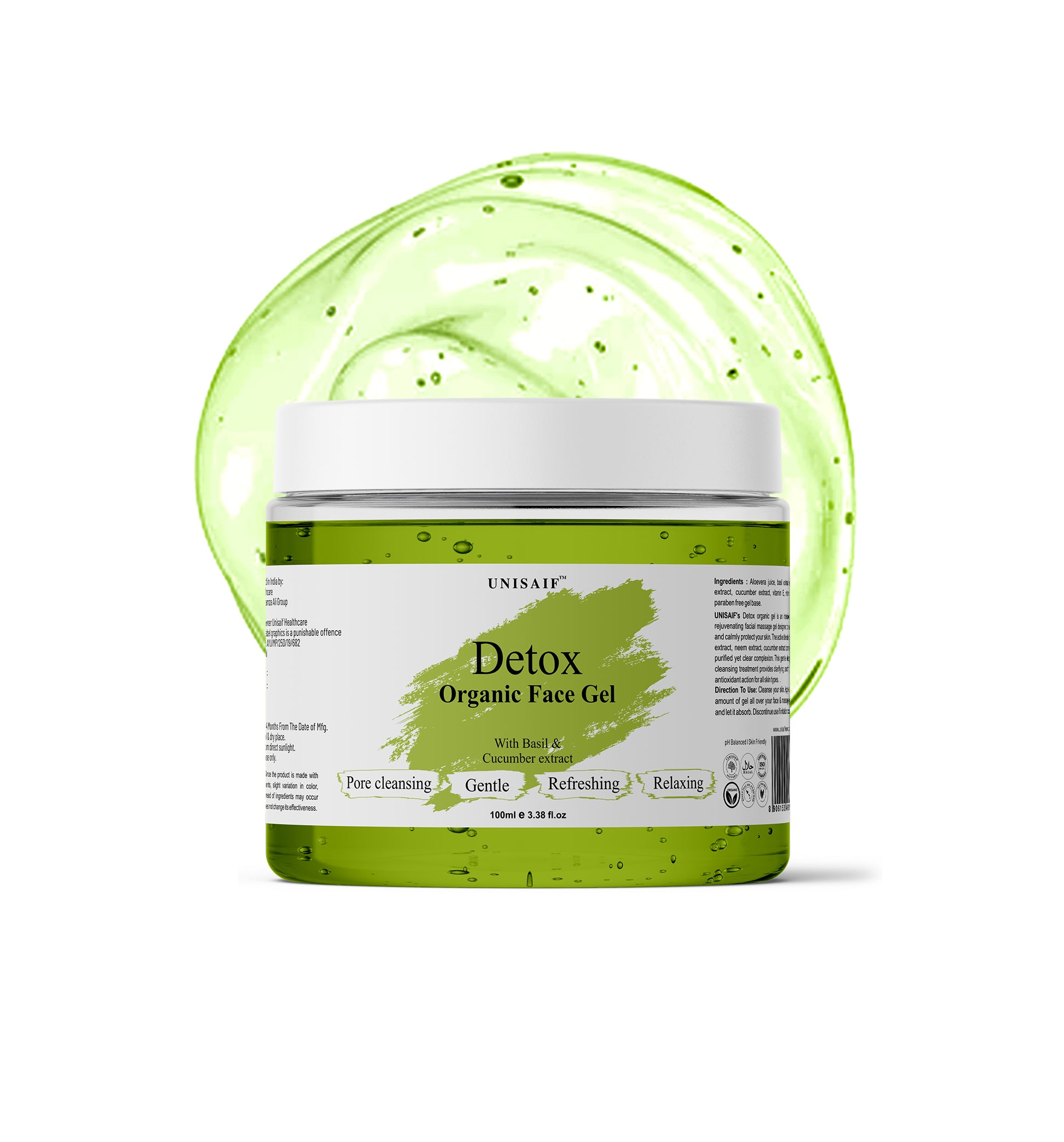 Detox Organic Facial Gel (100g) With Basil Extract |Pore Cleansing| Gentle| Refreshing| Relaxing| NO PARABEN