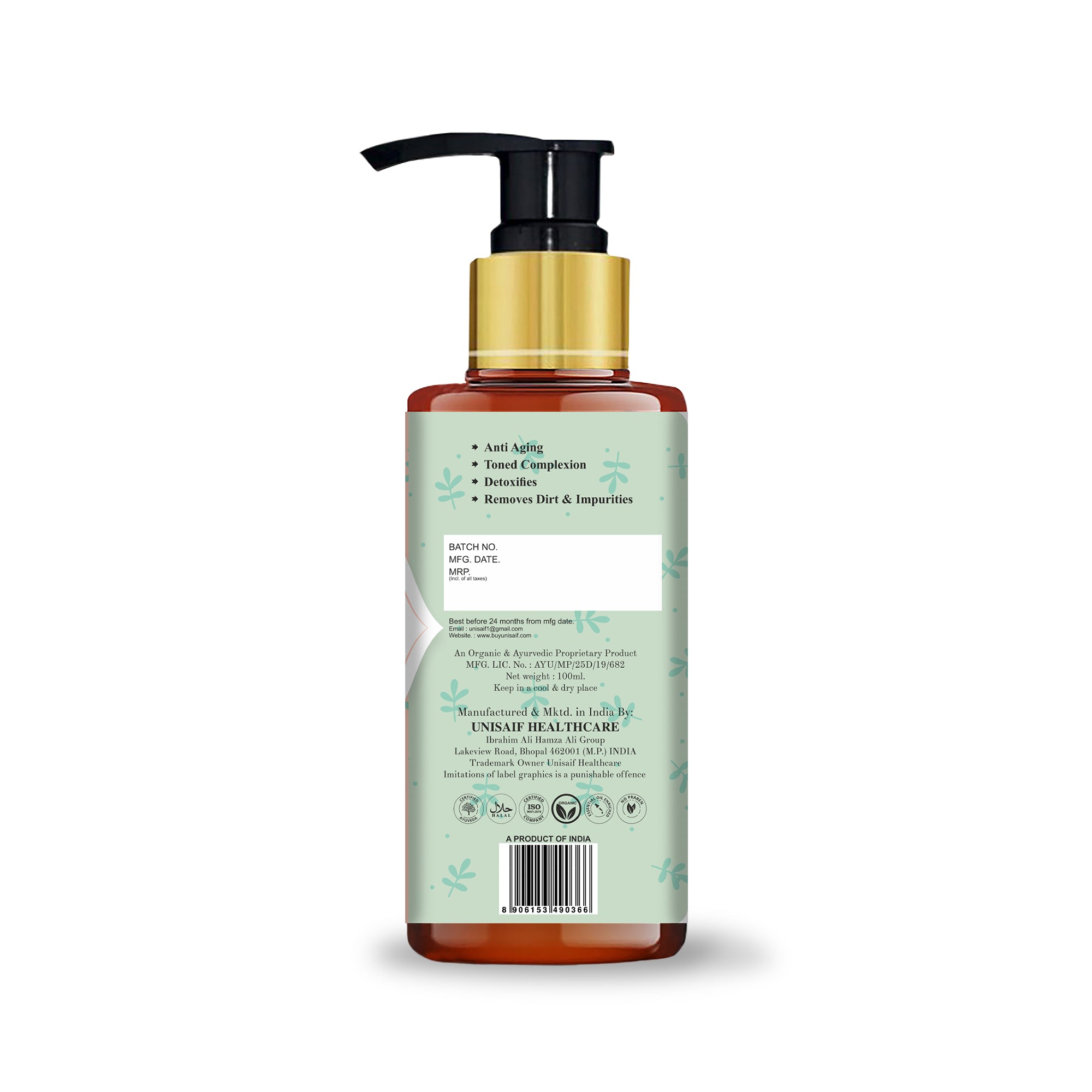Misty Mint Green Tea Organic Facewash (100ml) With Green Tea Extract | Acne Prevention| Detox| Skin Purification