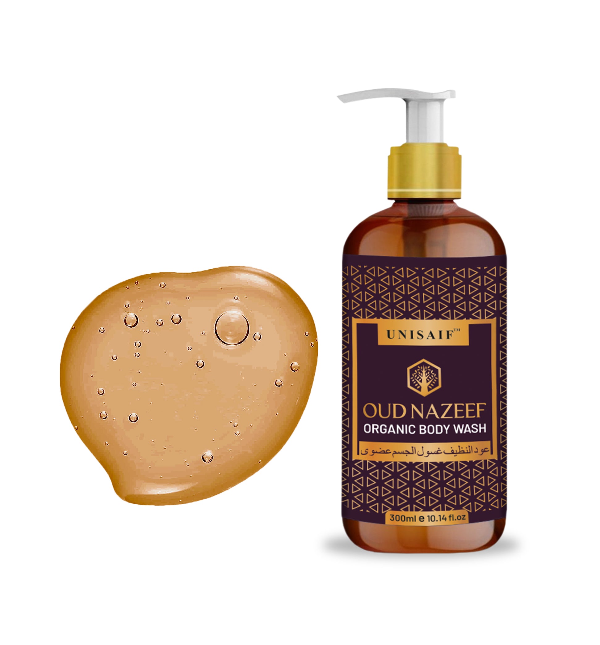 Oud Nazeef Arabian Luxury Organic Body wash (300ml) | Sulphate & Paraben Free| Skin Friendly| Optimum PH| Nourishing