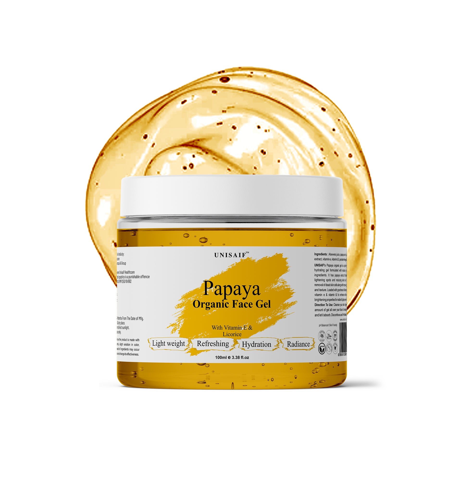 Papaya Organic Facial Gel (100g) With Licorice | Hydrating| Light Weight| Refreshing| Radiance| NO PARABEN