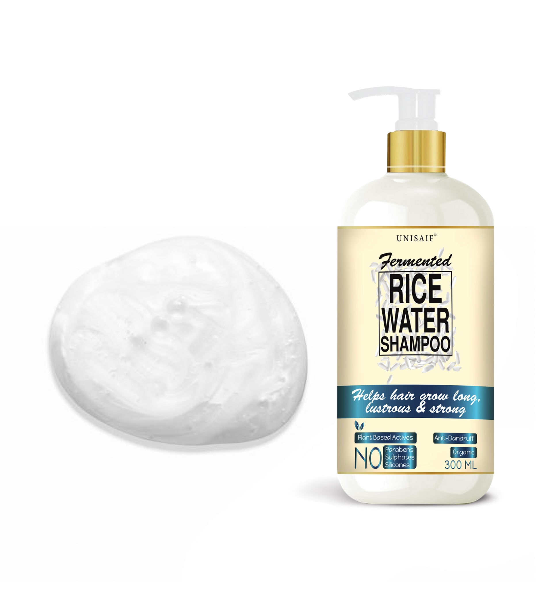 Fermented Rice Water Organic Shampoo (300ml) With Rice Water For Frizzy Hair| Volumizes Hair| Increase Shine | Silky Texture| NO SULPHATE NO PARABEN