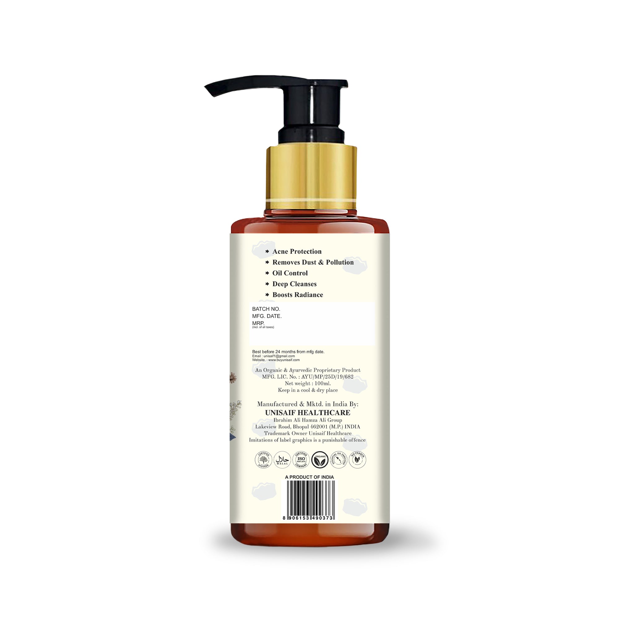 Transcoal Charcoal Organic Facewash (100ml) With Activated Charcoal | Acne Prevention| Oil Control | Deep Cleansing| Boost Radiance