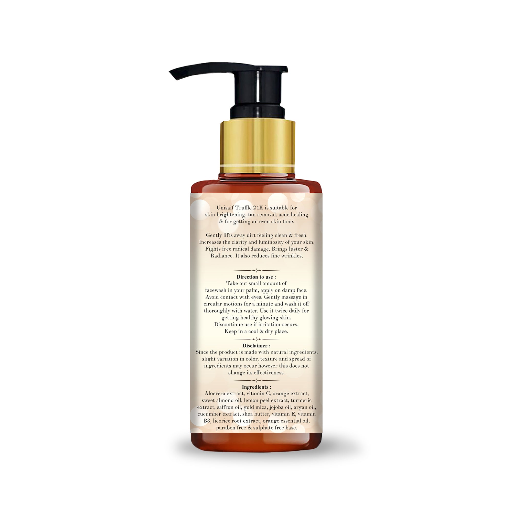 Truffle Vitamin C Organic Facewash (100ml) With 24K Gold | Tan Removal| Treats Even Skin Tone| Brightens Complexion