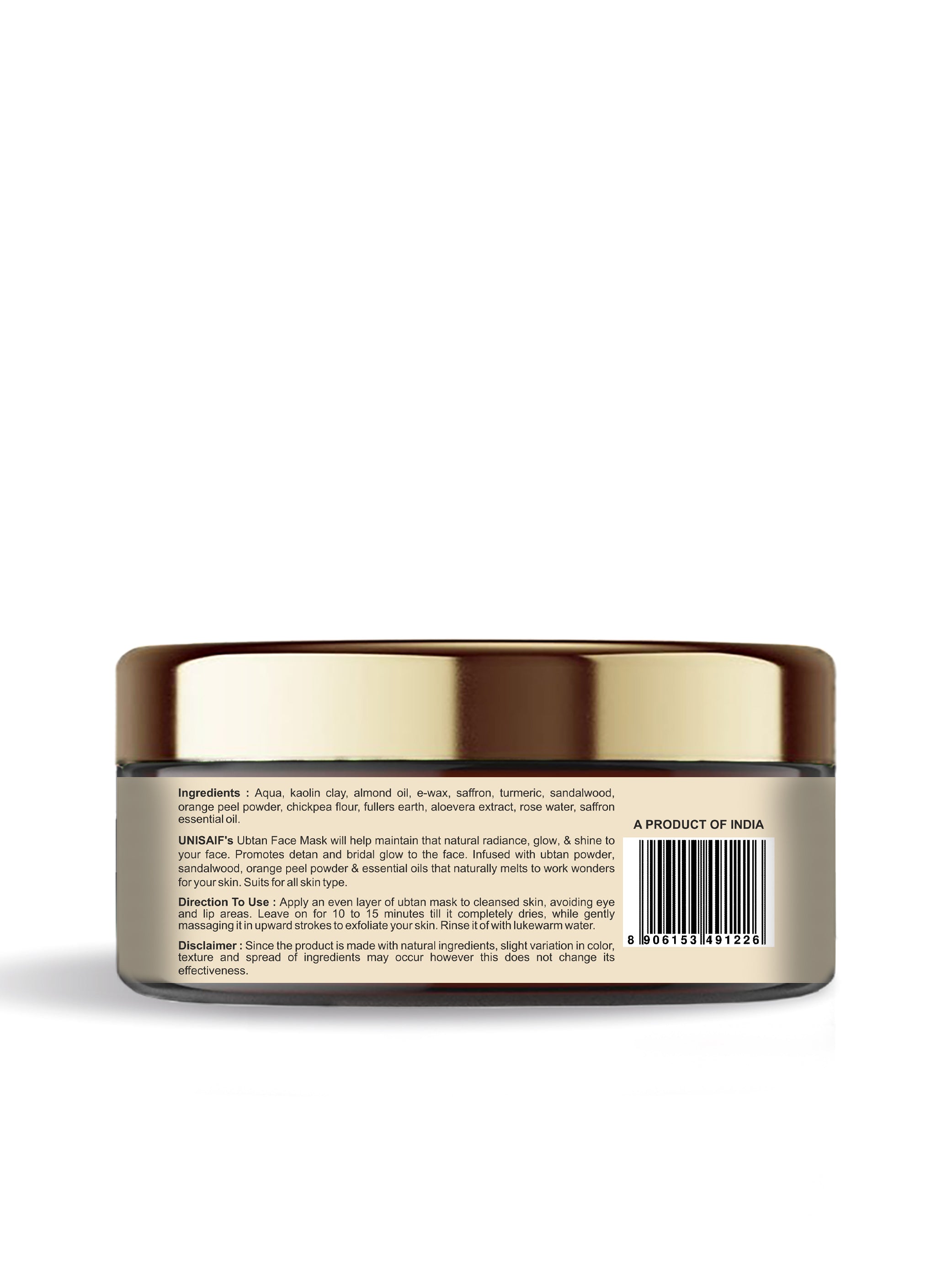Ubtan Organic Face Mask (50g) With Skin Lightening Actives |Sun-Tan Removal |Bridal Glow |Hydrates |Soothes