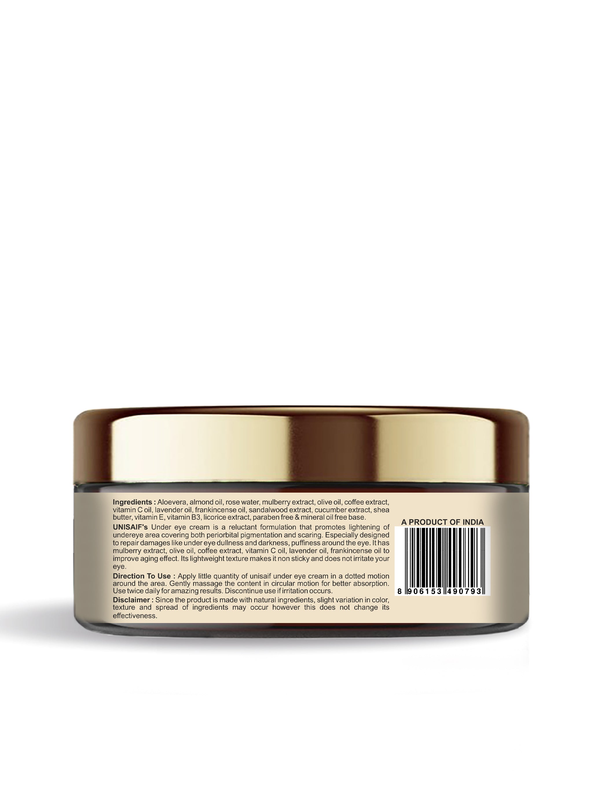 Under Eye Organic Cream (50g) With Vitamin E & Licorice For |Under Eye Pigmentation| Dark Circles| Puffiness| Cellular Repair| Rejuvination