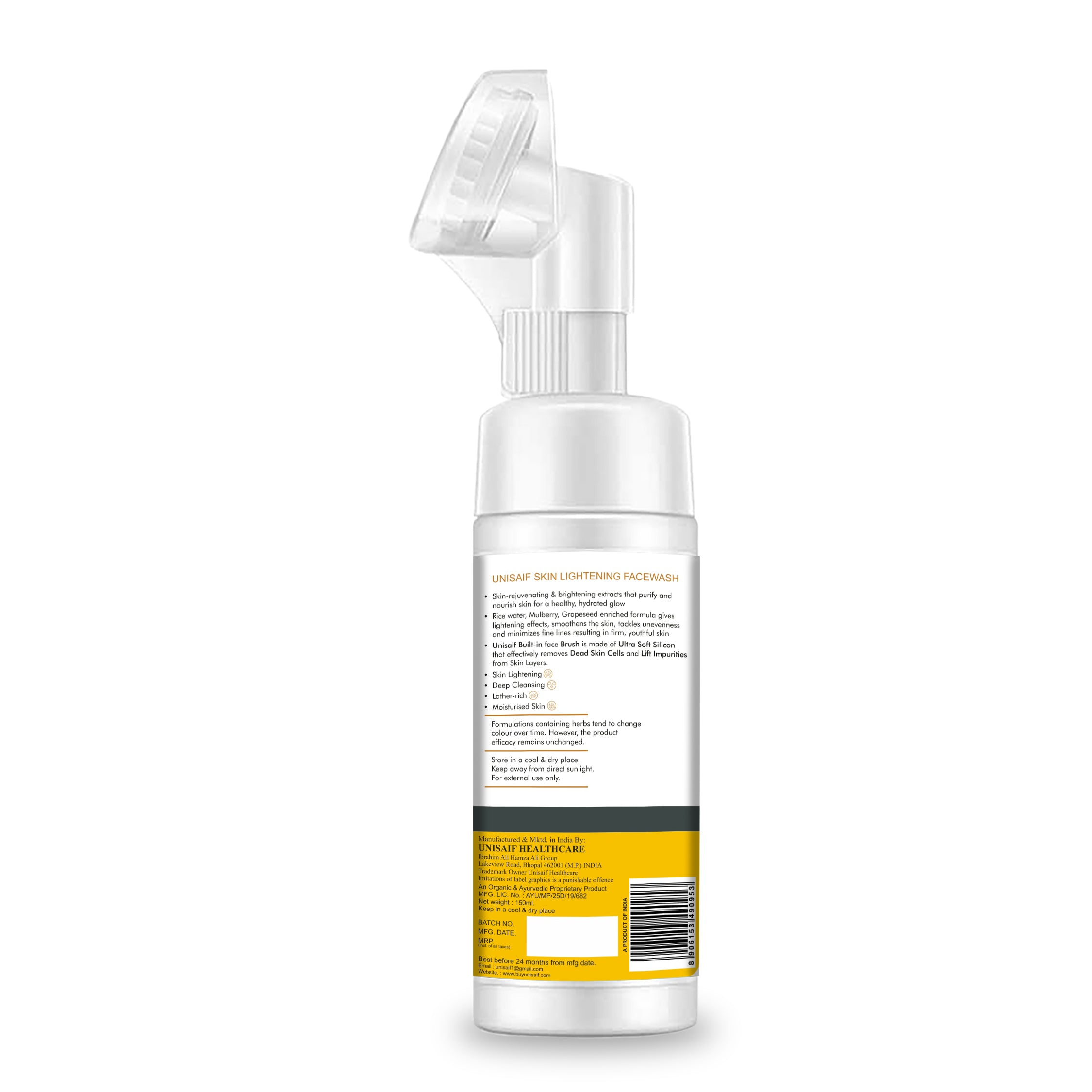 Vitamin C Organic Foaming Facewash (150ml) With Hyaluronic Acid & Vitamin C |Brightening| Cleansing| Hydration| NO PARABEN, NO SULPHATE, NO MINERAL OIL