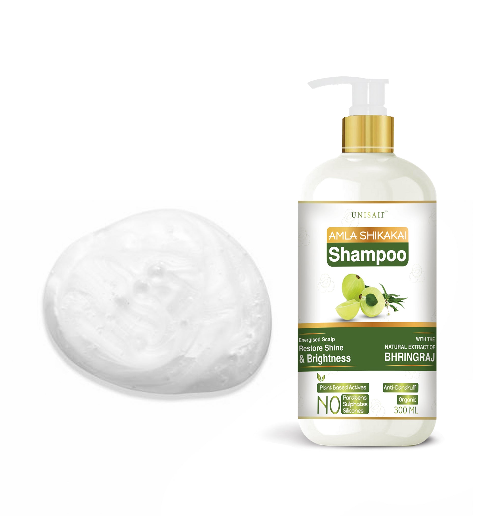 Amla Shikakai Organic Shampoo (300ml) With Natural Extract Of Brahmi & Bhringraj | Restores Shine & Texture| Hair growth| NO SULPHATE NO PARABEN