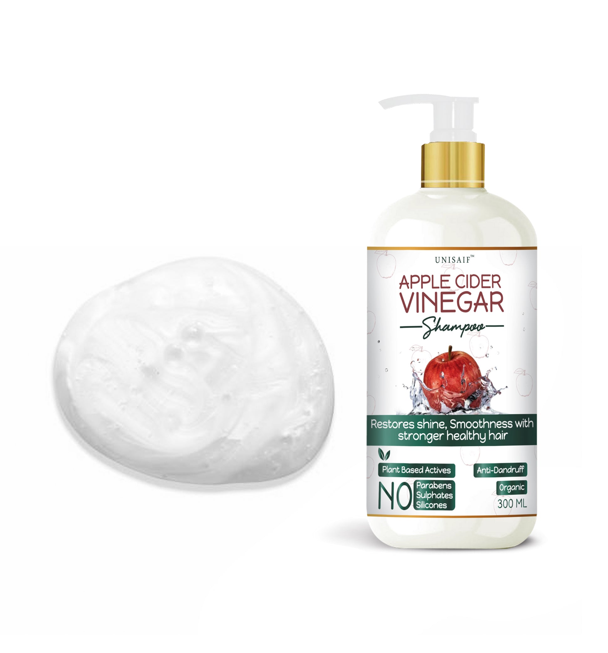 Apple Cider Vinegar Organic Shampoo (300ml) Anti-Dandruff |Smoothening | Silkyness| Natural Shine | NO SULPHATE NO PARABEN