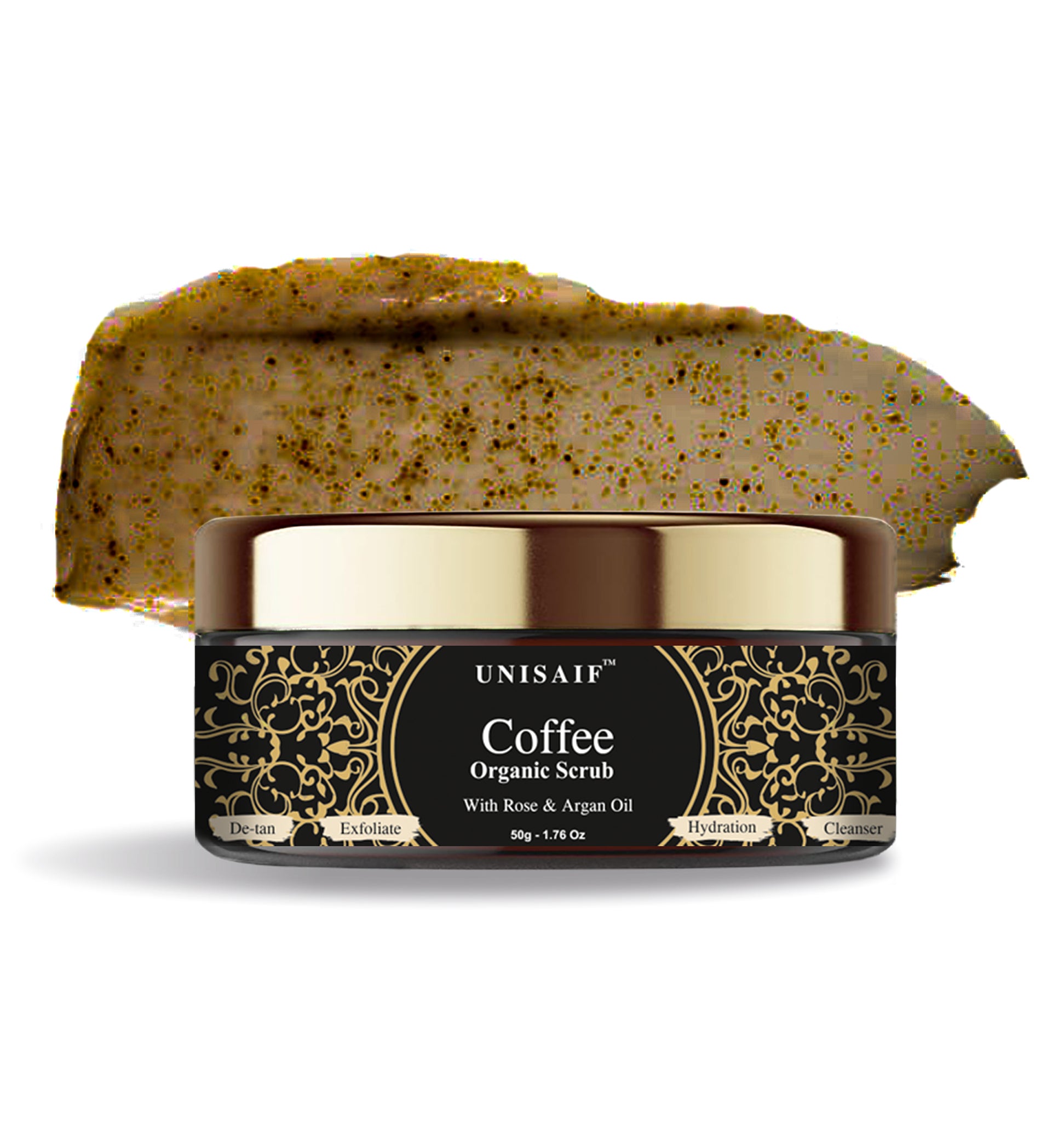 Coffee Organic Scrub (50g) With Rose Oil For |De tan| Exfoliation| Hydration| Cleansing