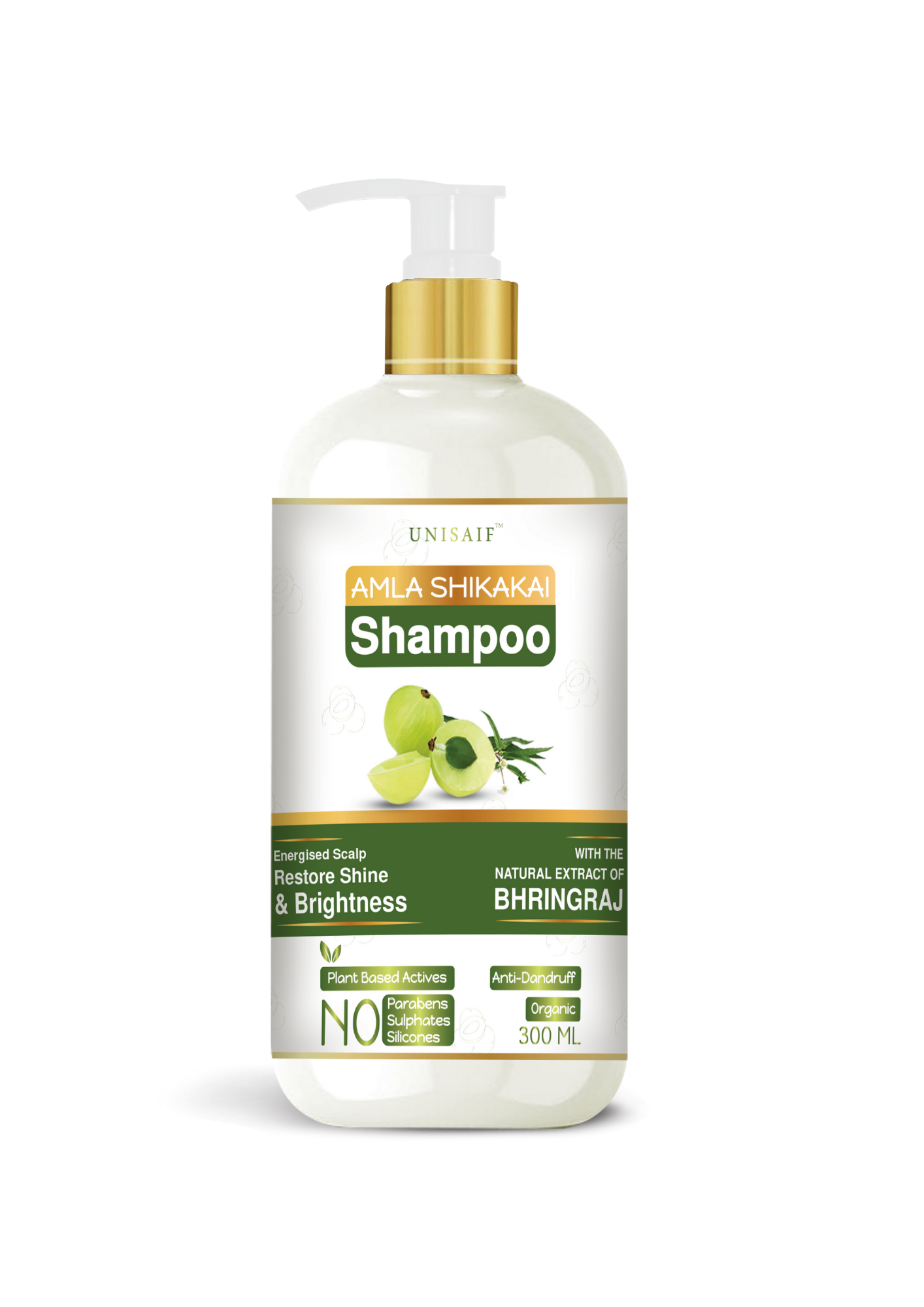 Amla Shikakai Organic Shampoo (300ml) With Natural Extract Of Brahmi & Bhringraj | Restores Shine & Texture| Hair growth| NO SULPHATE NO PARABEN