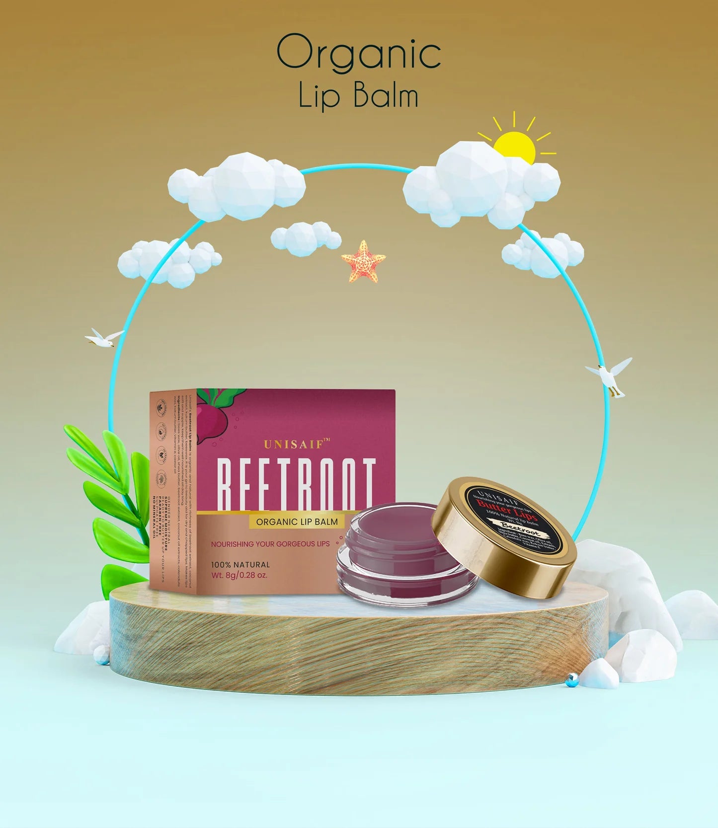 Beetroot Organic Butter Lip Balm (8g) Gorgeous Lips | 100% Natural | Mineral Oil Free