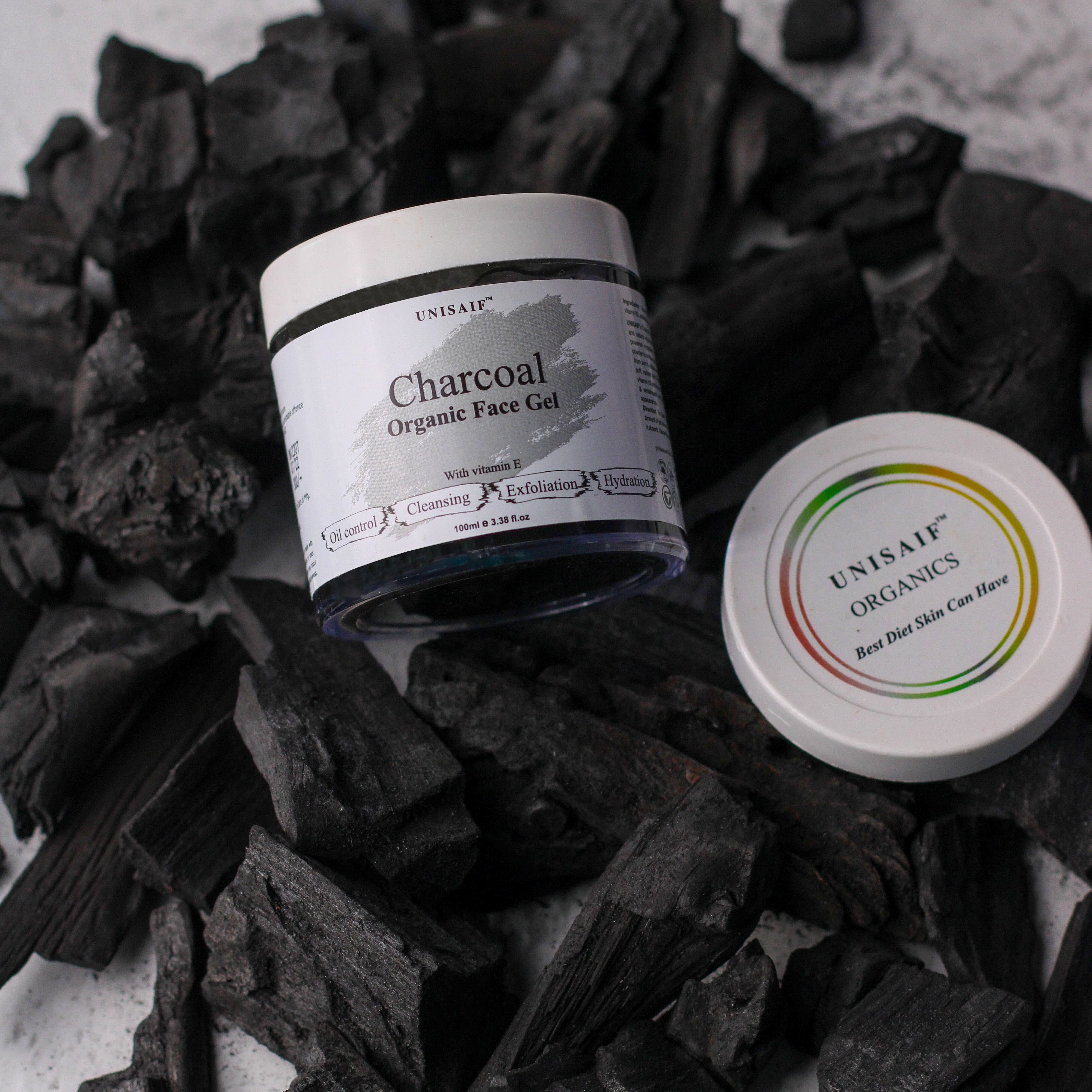 Charcoal Organic Facial Gel (100g) With Vitamin E | Oil Control| Cleansing| Exfoliation| Hydration| NO PARABEN