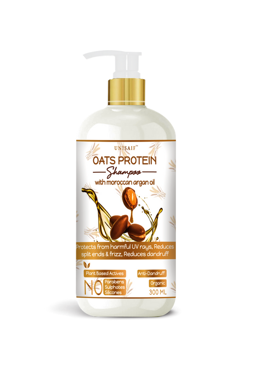 Oats Protein Organic Shampoo (300ml) With Moroccan Argan Oil For Split Ends & Frizz Control | Strengthening | Damage Repair | NO SULPHATE NO PARABEN