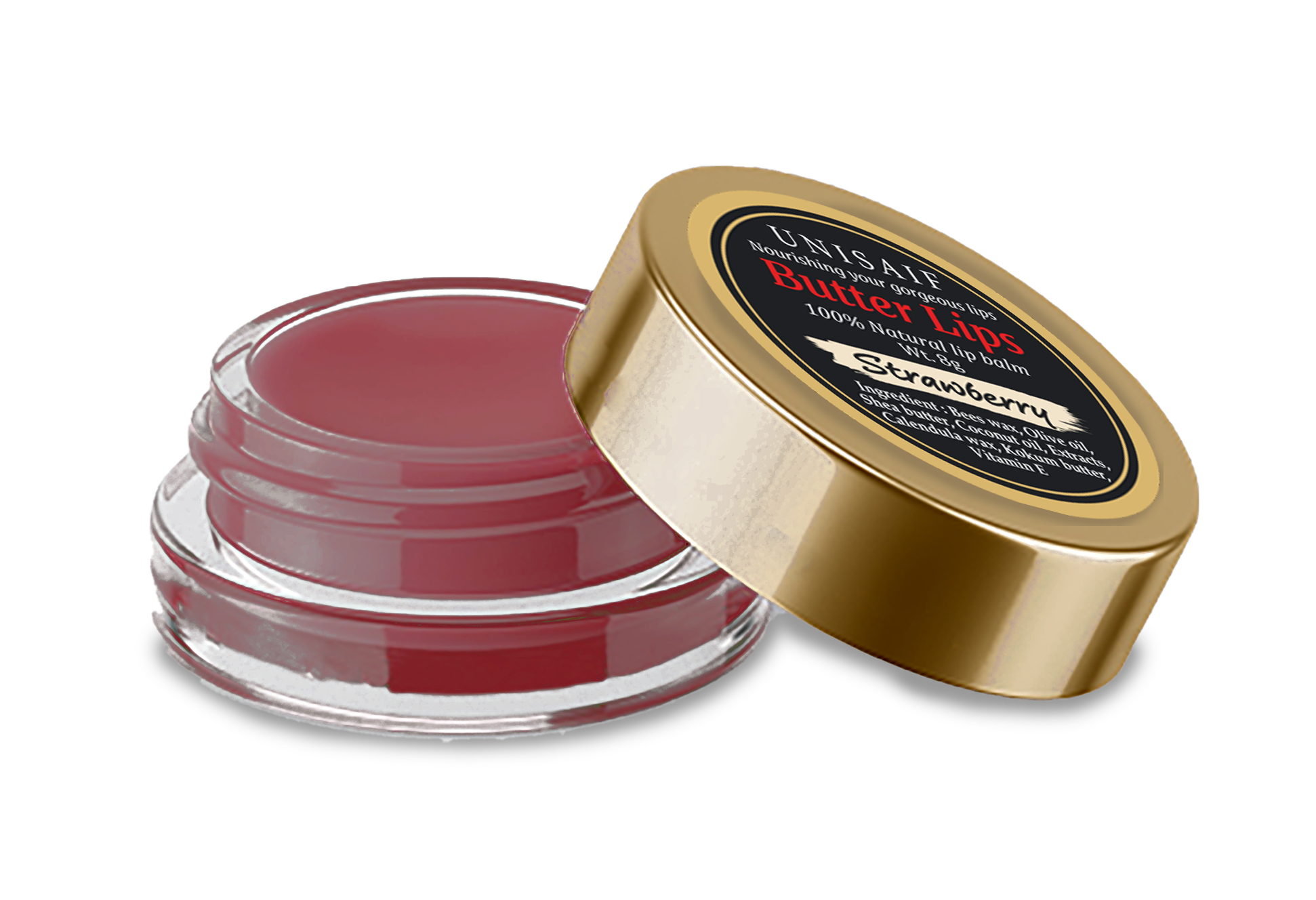 Strawberry Organic Butter Lip Balm (8g) Gorgeous Lips | 100% Natural | Mineral Oil Free