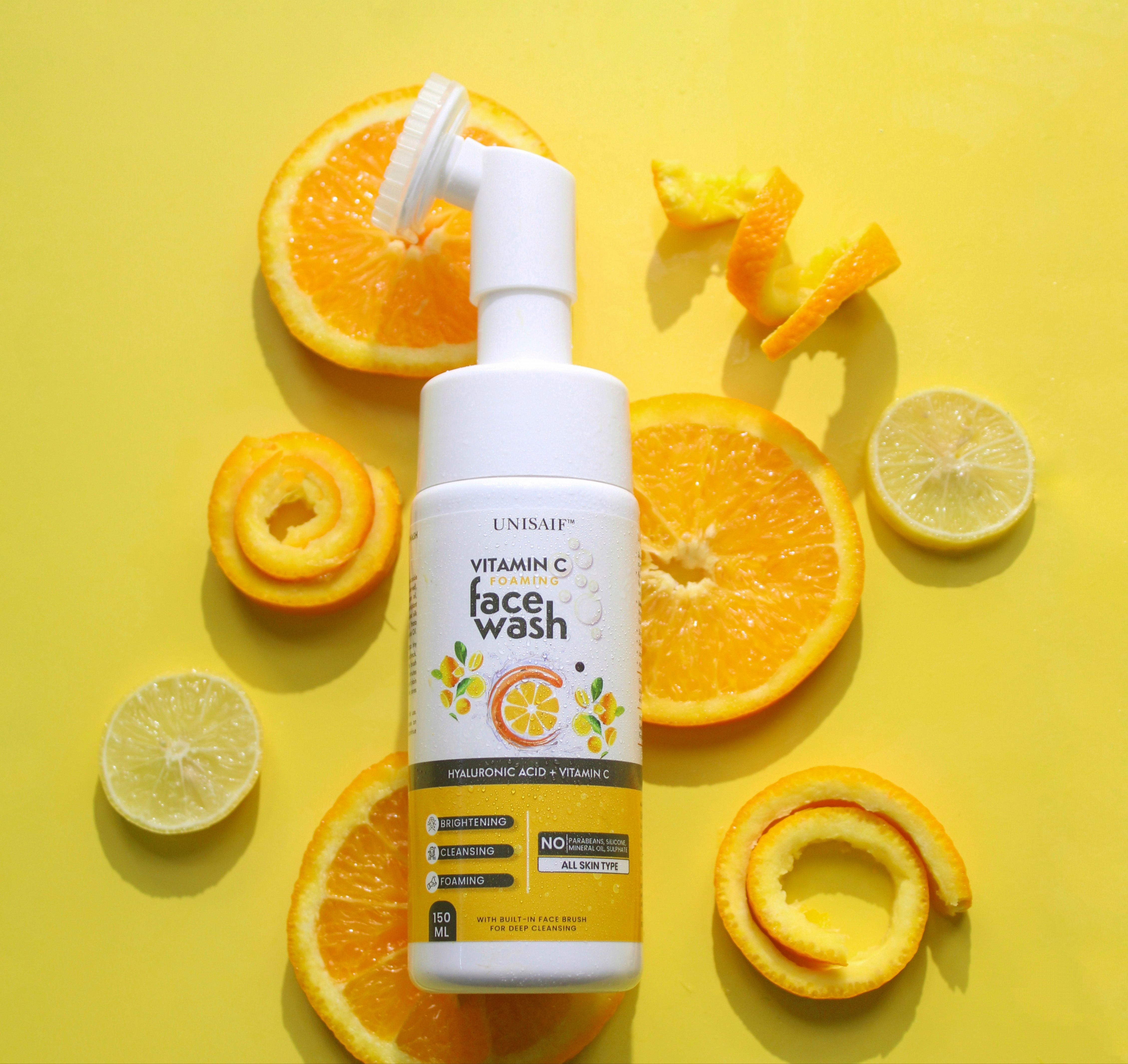 Vitamin C Organic Foaming Facewash (150ml) With Hyaluronic Acid & Vitamin C |Brightening| Cleansing| Hydration| NO PARABEN, NO SULPHATE, NO MINERAL OIL