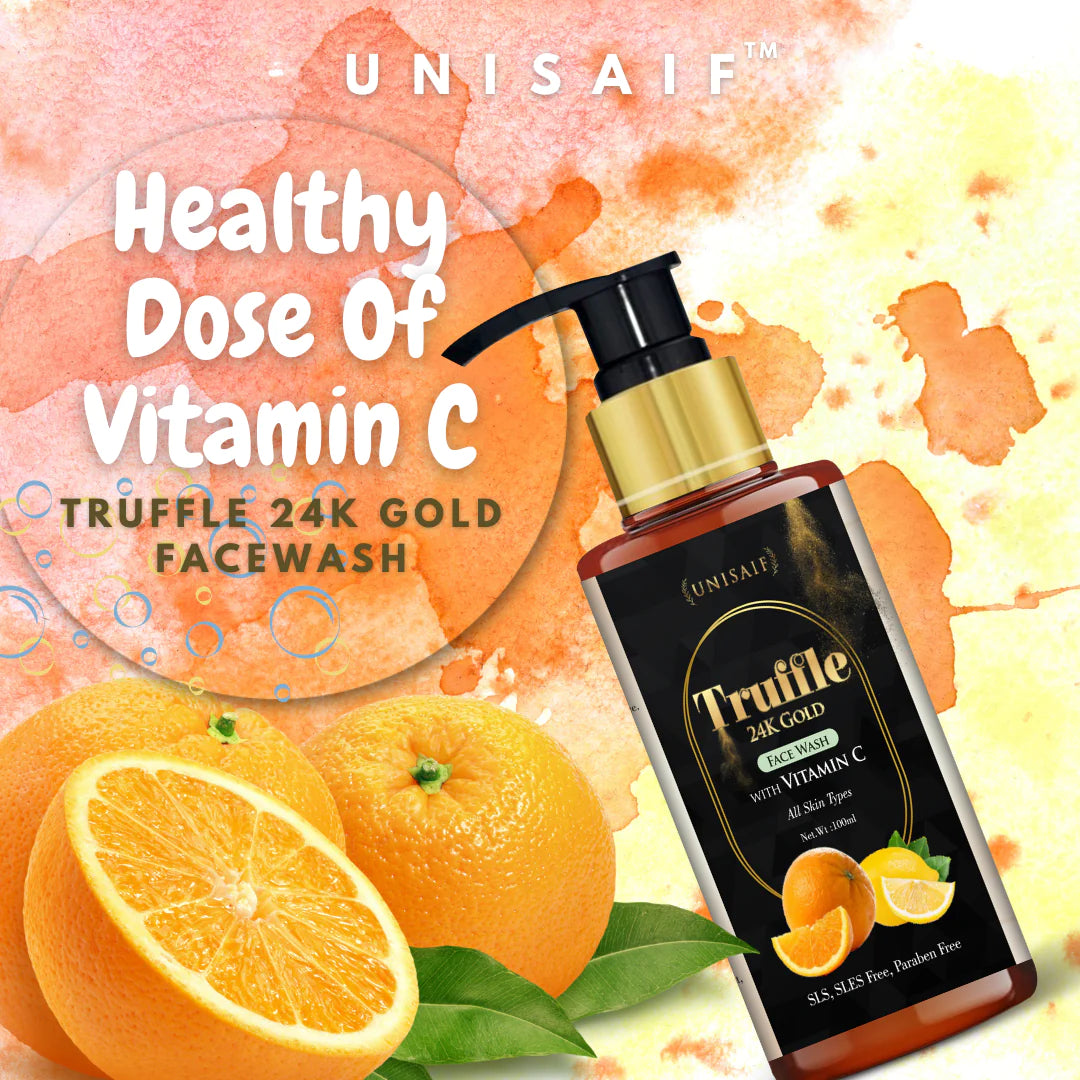 Truffle Vitamin C Organic Facewash (100ml) With 24K Gold | Tan Removal| Treats Even Skin Tone| Brightens Complexion