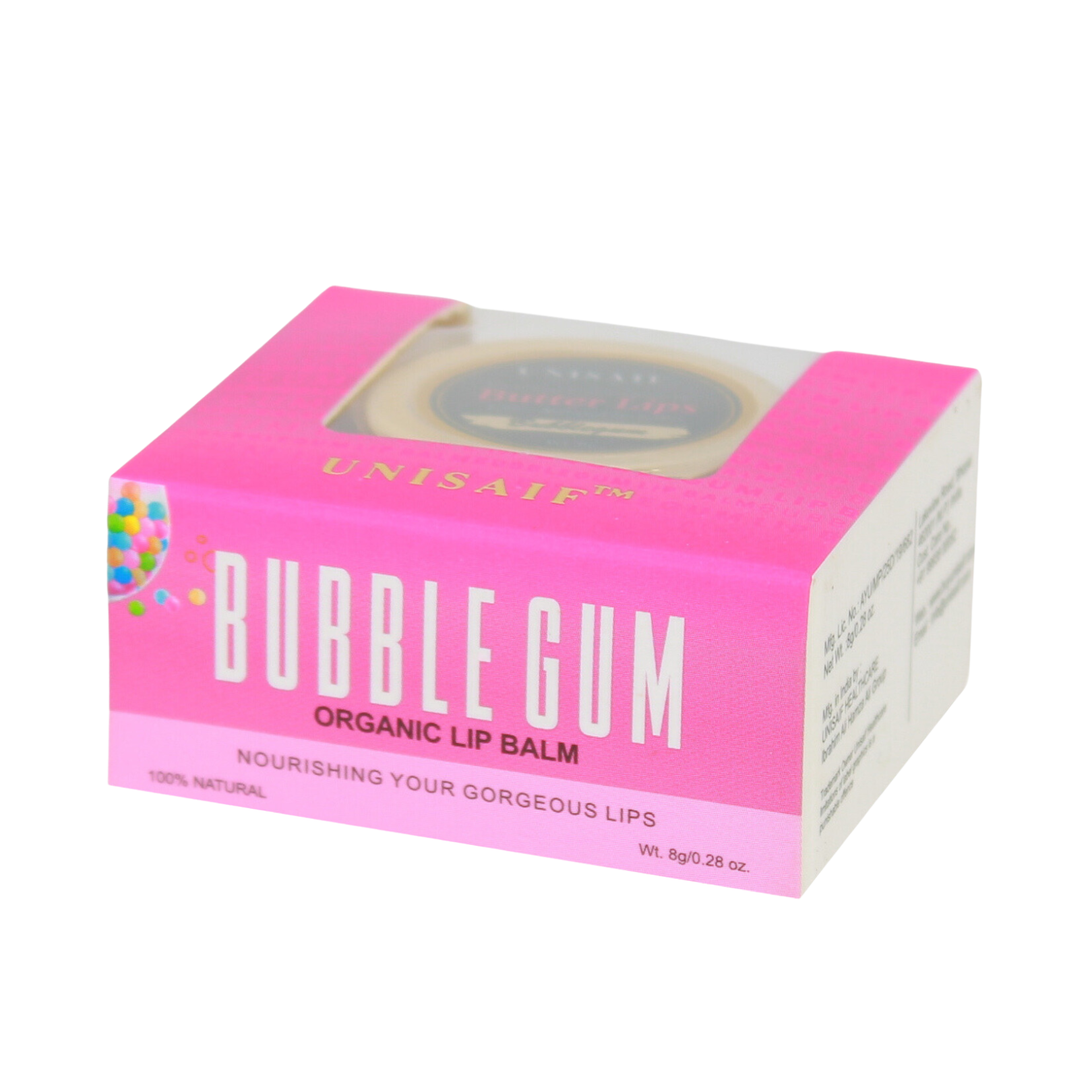Bubblegum Organic Butter Lip Balm (8g) Gorgeous Lips | 100% Natural | Mineral Oil Free