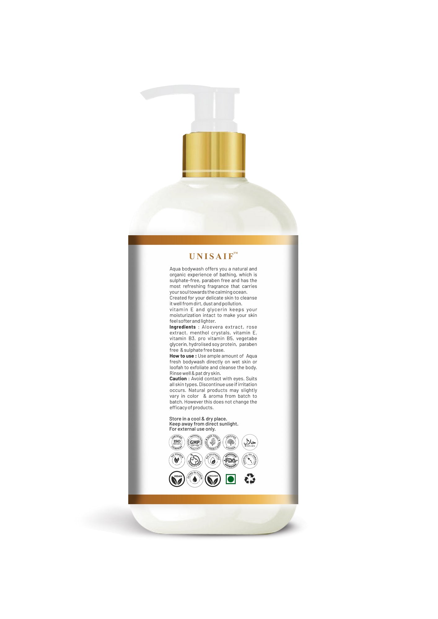 Aqua Organic Body Wash (300ml) | Sulphate & Paraben Free| Skin Friendly| Optimum PH| Nourishing