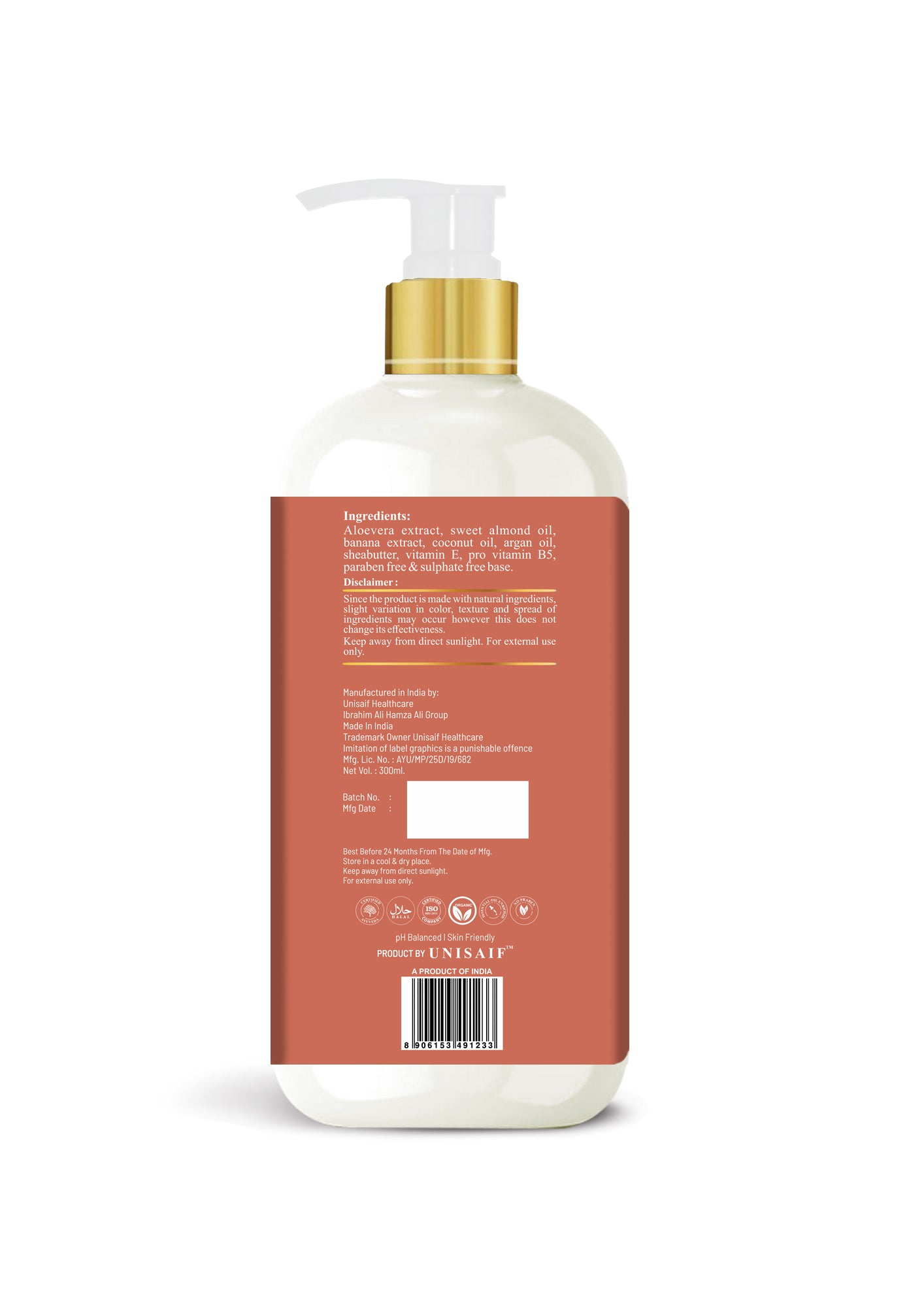 Banana Organic Shampoo (300ml) | Repairs Damage| Indepth Nourishment| Improves Hair Elasticity| NO SULPHATE NO PARABEN