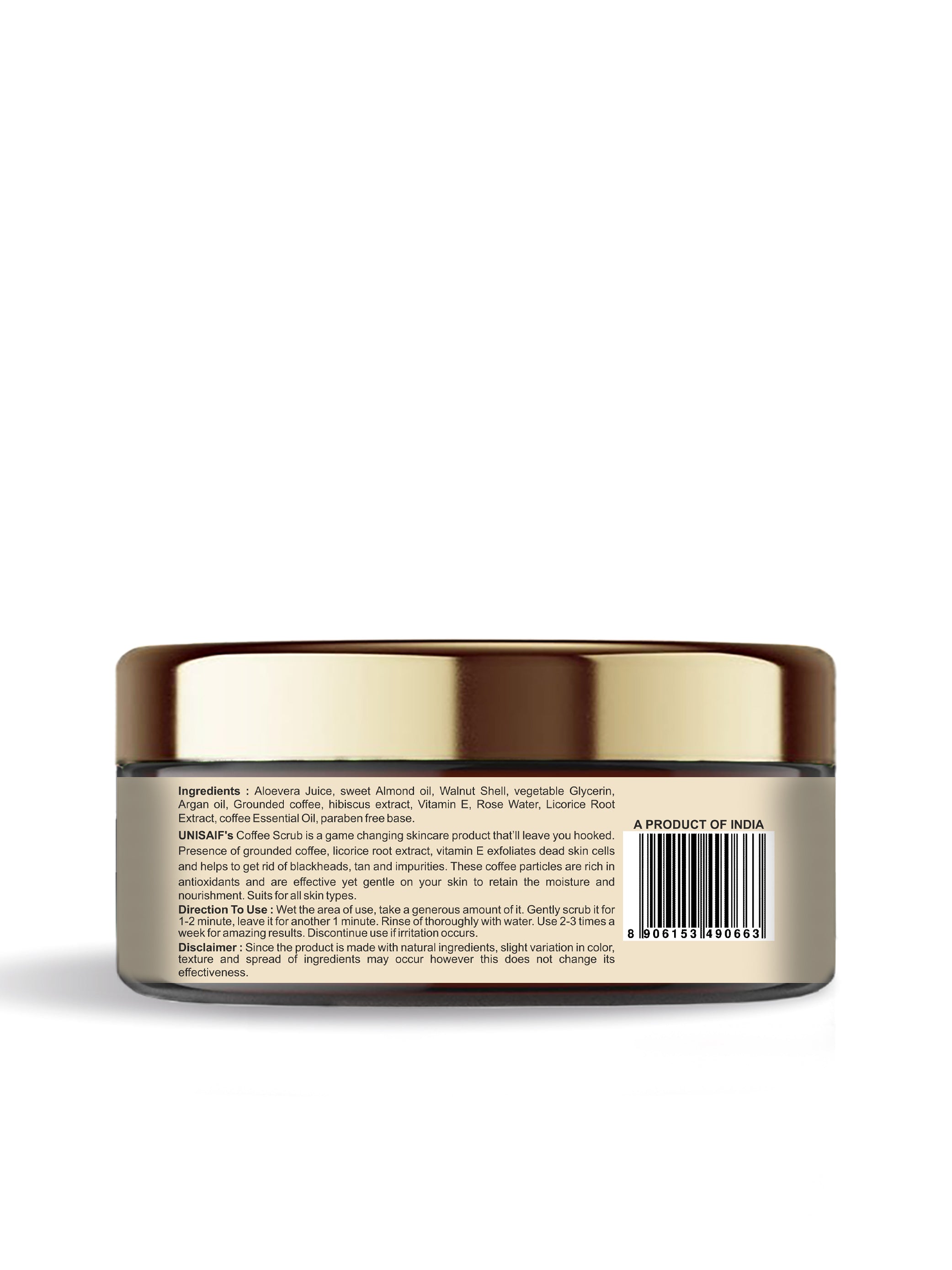 Coffee Organic Scrub (50g) With Rose Oil For |De tan| Exfoliation| Hydration| Cleansing