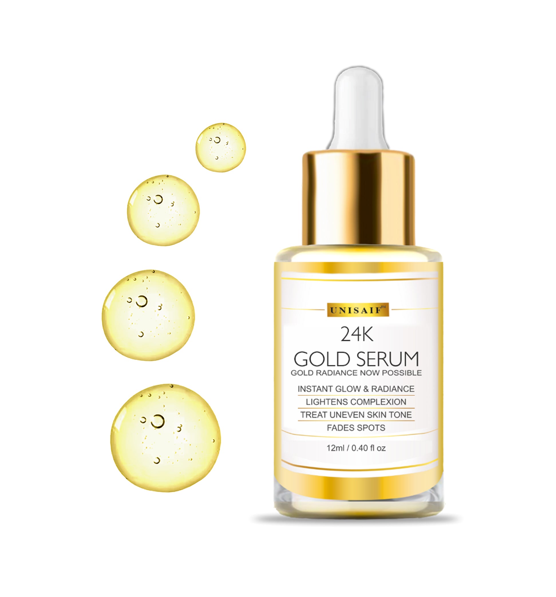 24k Gold Serum (12ml) With Mulberry Oil | Instant Glow| Brightening | Blemish Reduction