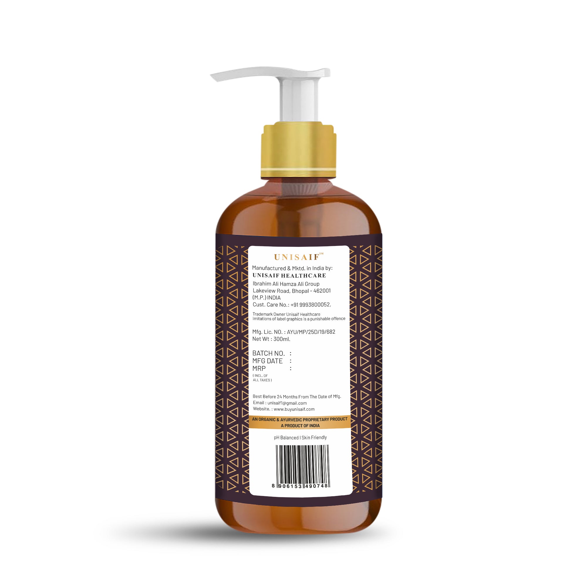 Oud Nazeef Arabian Luxury Organic Body wash (300ml) | Sulphate & Paraben Free| Skin Friendly| Optimum PH| Nourishing