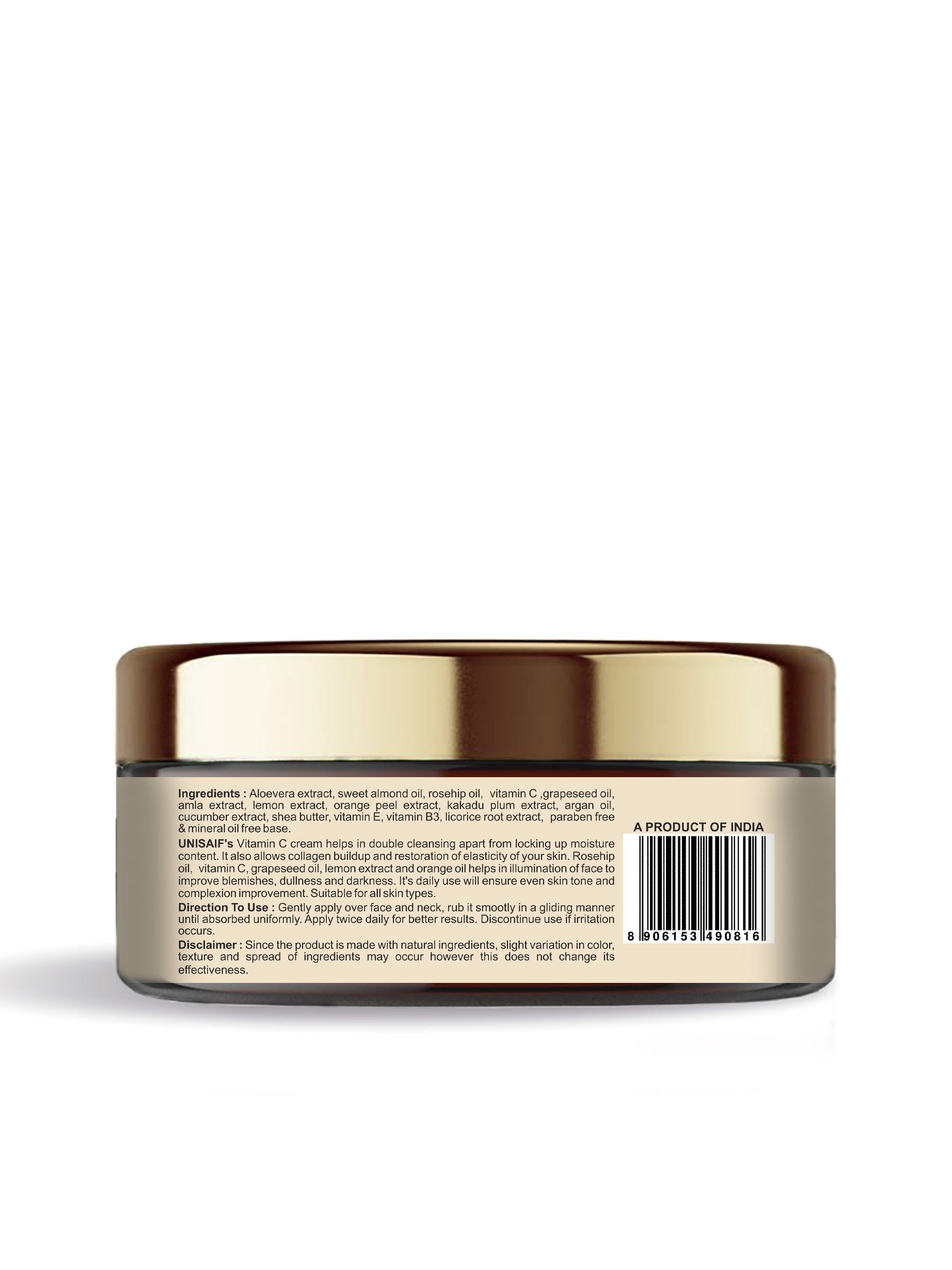 Vitamin C Radiant Organic Cream (50g) With Orange Peel Extract For |Blemish Reduction| Skin Lightening| Firmness| Moisturization