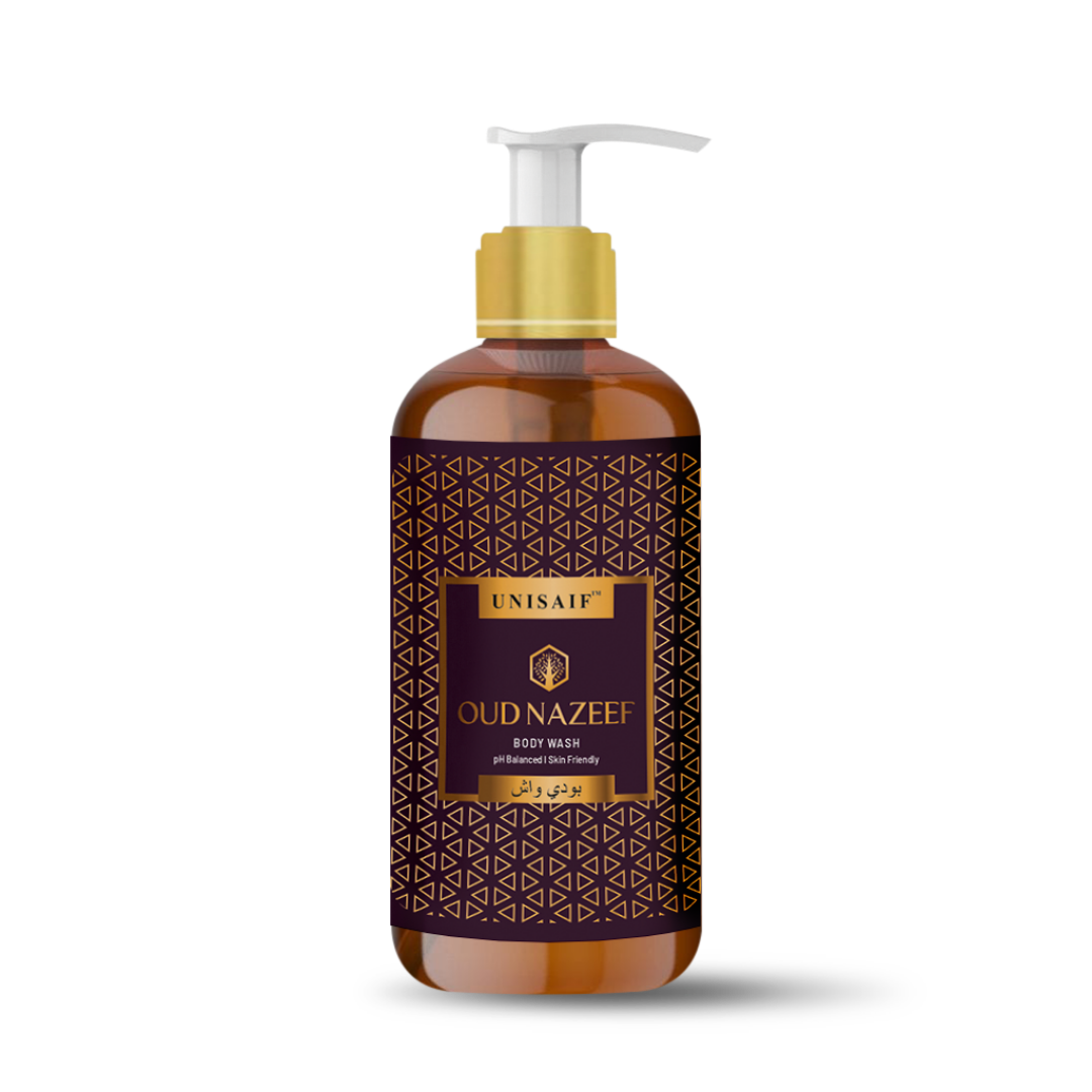 Oud Nazeef Arabian Luxury Organic Body wash (300ml) | Sulphate & Paraben Free| Skin Friendly| Optimum PH| Nourishing