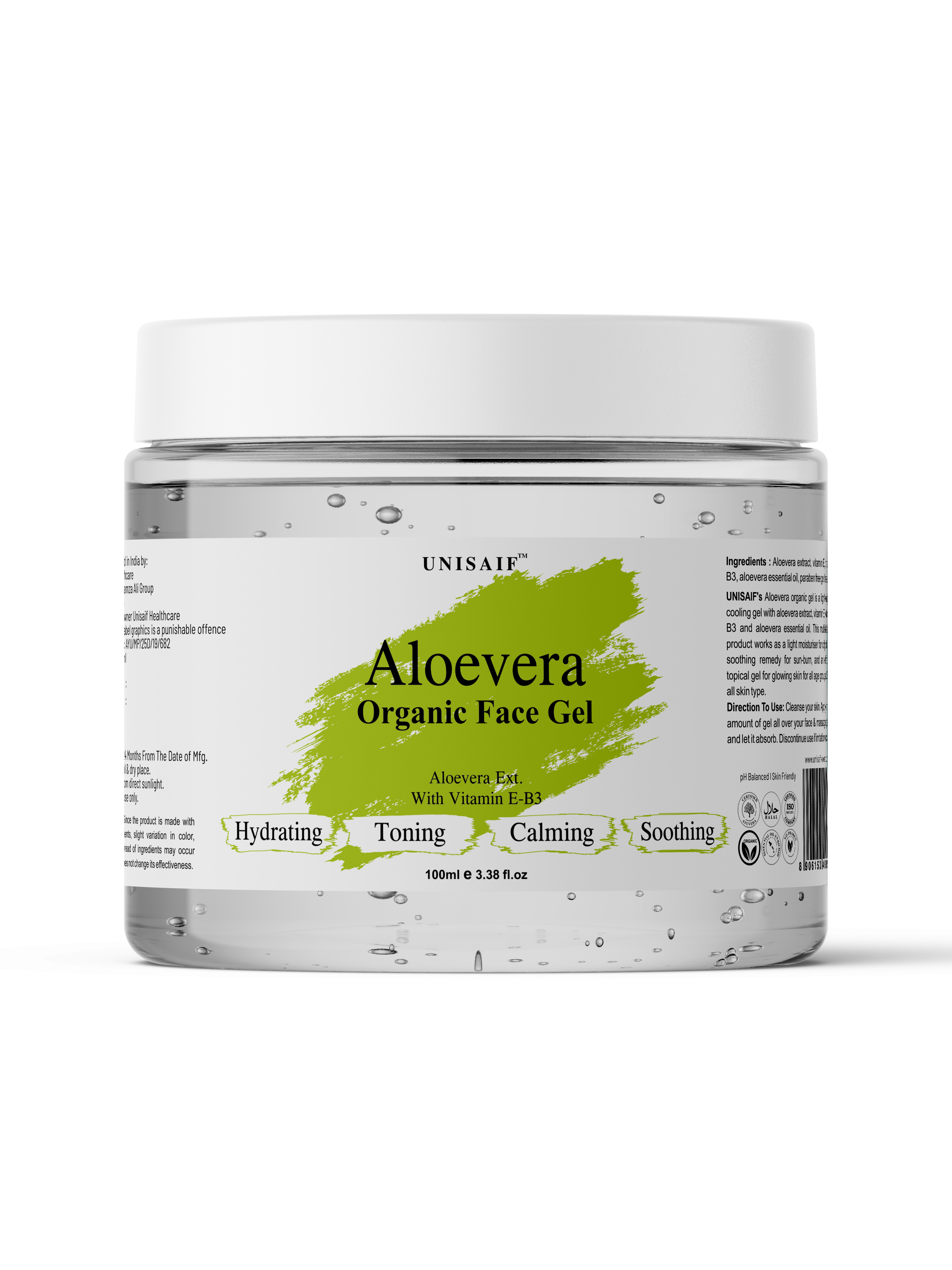 Aloevera Organic Facial Gel (100g) With Aloevera Extract |Hydrating| Acne Prevention| Calming| Soothing| NO PARABEN