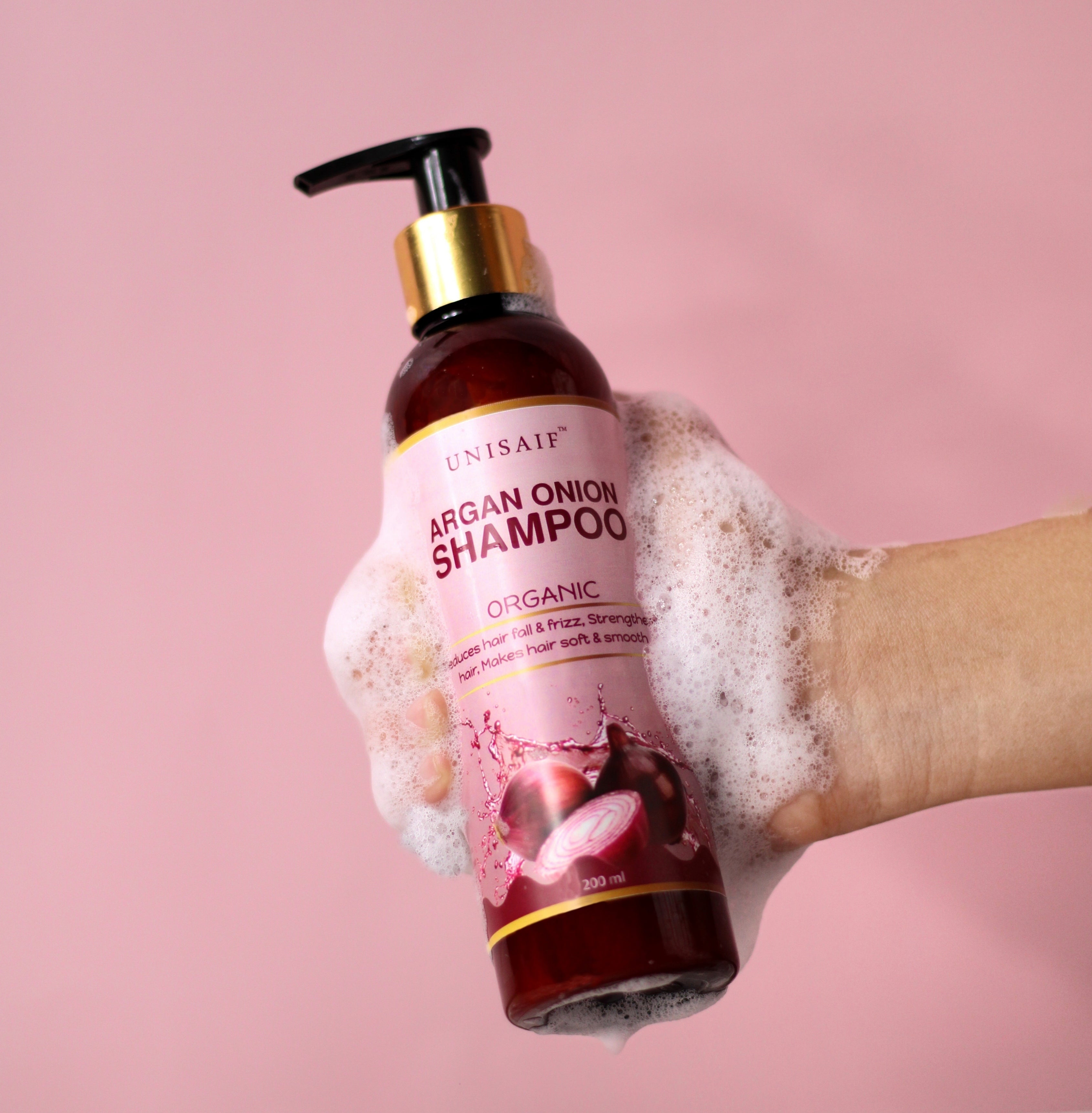 Argan Onion Organic Shampoo (200ml) For Extreme Hair Fall & Dandruff | Reduces Hair loss| Improves Shine| NO SULPHATE | NO PARABEN
