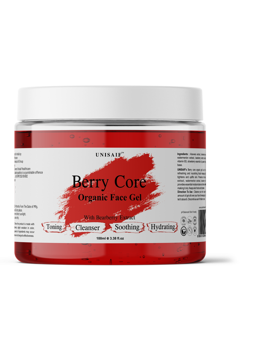 Berry Core Organic Facial Gel (100g) With Bearberry Extracts | Skin Toning| Cleansing| Soothing| Hydration| NO PARABEN NO SULPHATE