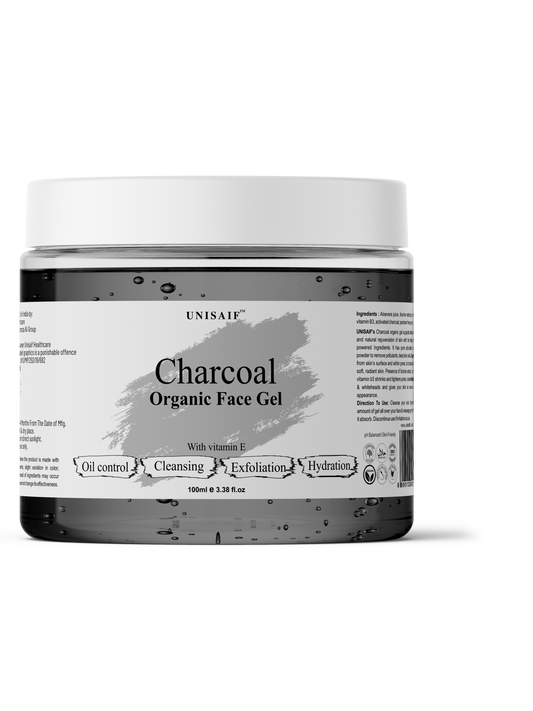 Charcoal Organic Facial Gel (100g) With Vitamin E | Oil Control| Cleansing| Exfoliation| Hydration| NO PARABEN