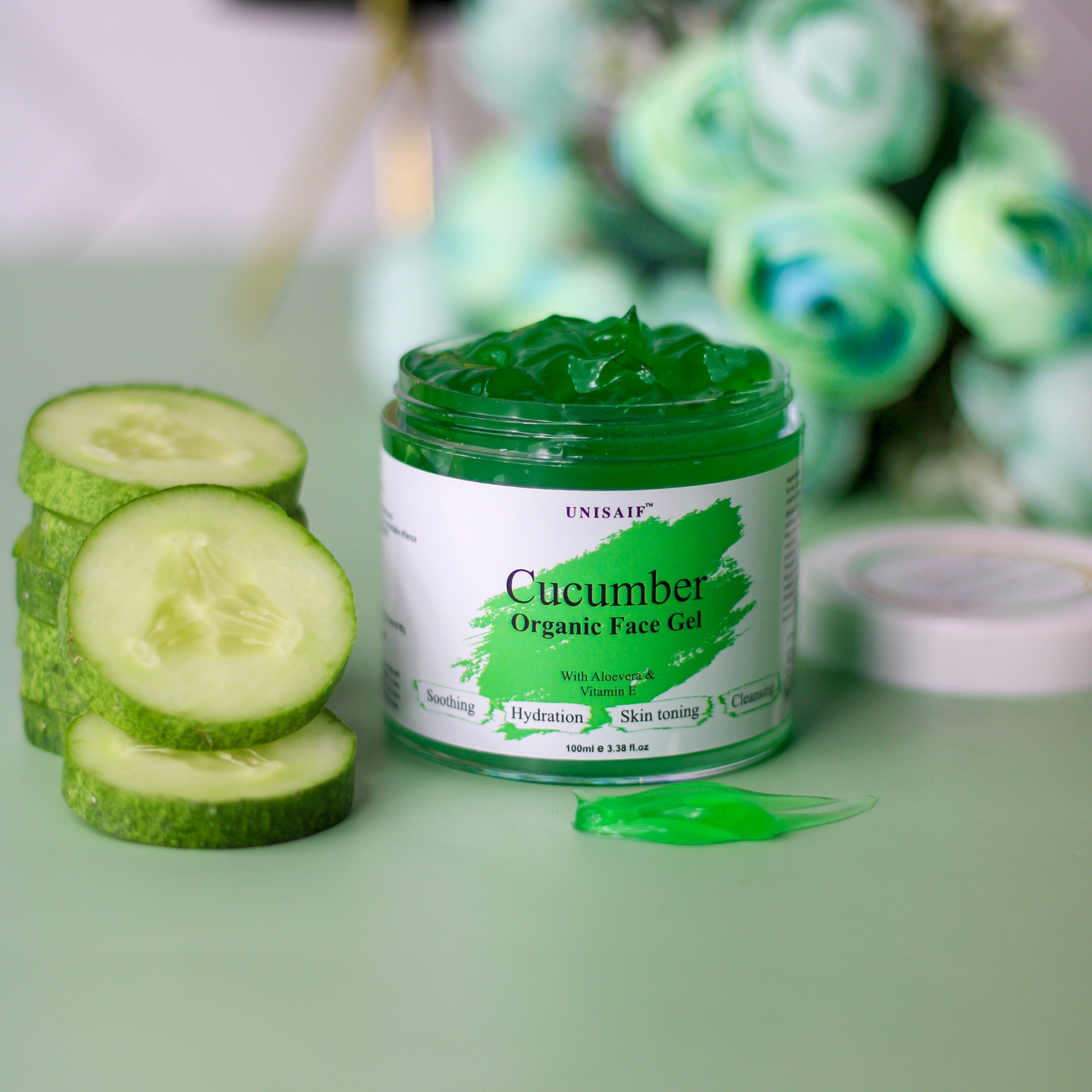 Cucumber Organic Facial Gel (100g) With Vitamin E| Acne prevention| Hydrating| Skin Toning| Cleansing| NO PARABEN