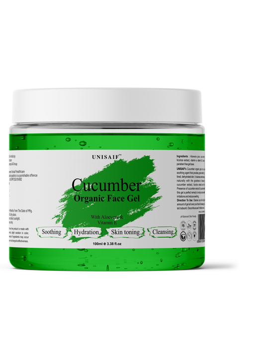 Cucumber Organic Facial Gel (100g) With Vitamin E| Acne prevention| Hydrating| Skin Toning| Cleansing| NO PARABEN
