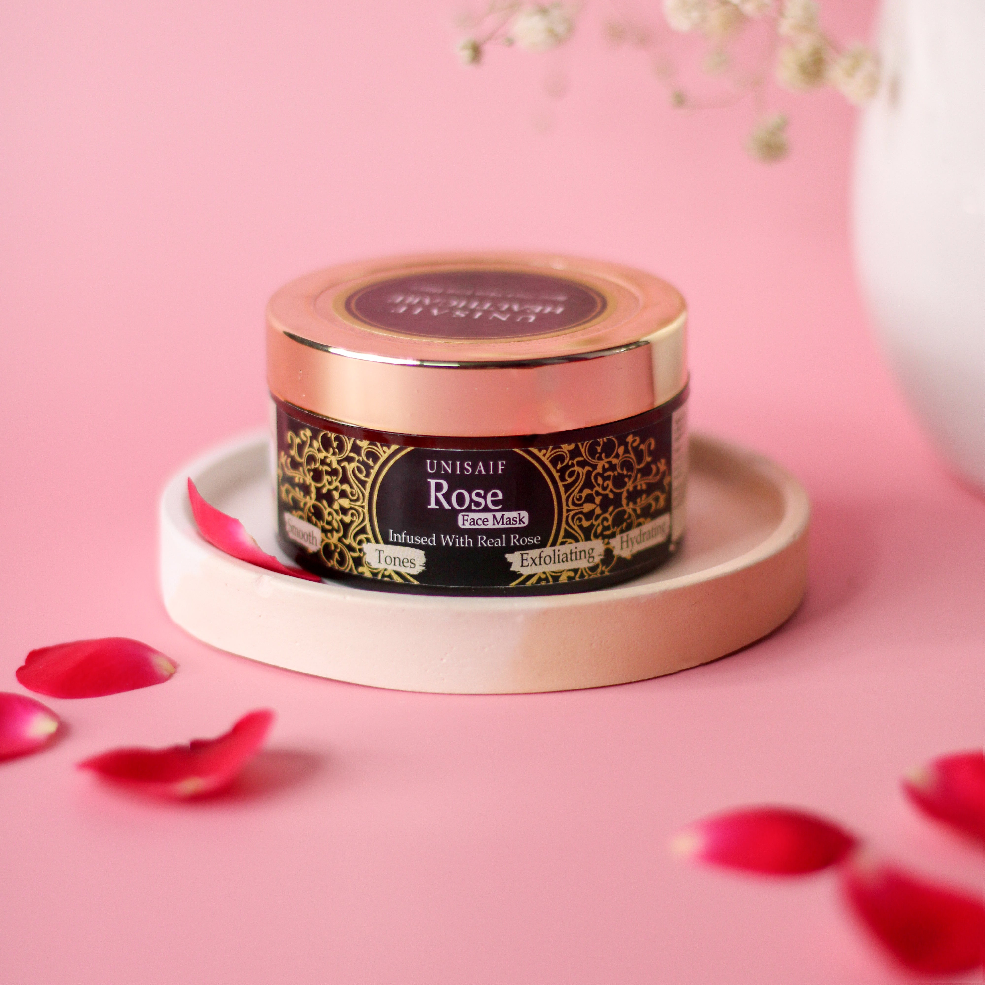 Rose Organic Face Mask (50g) Infused With Multani Mitti & Real Rose |Hydration |Gentle Toning |Plumping Effect
