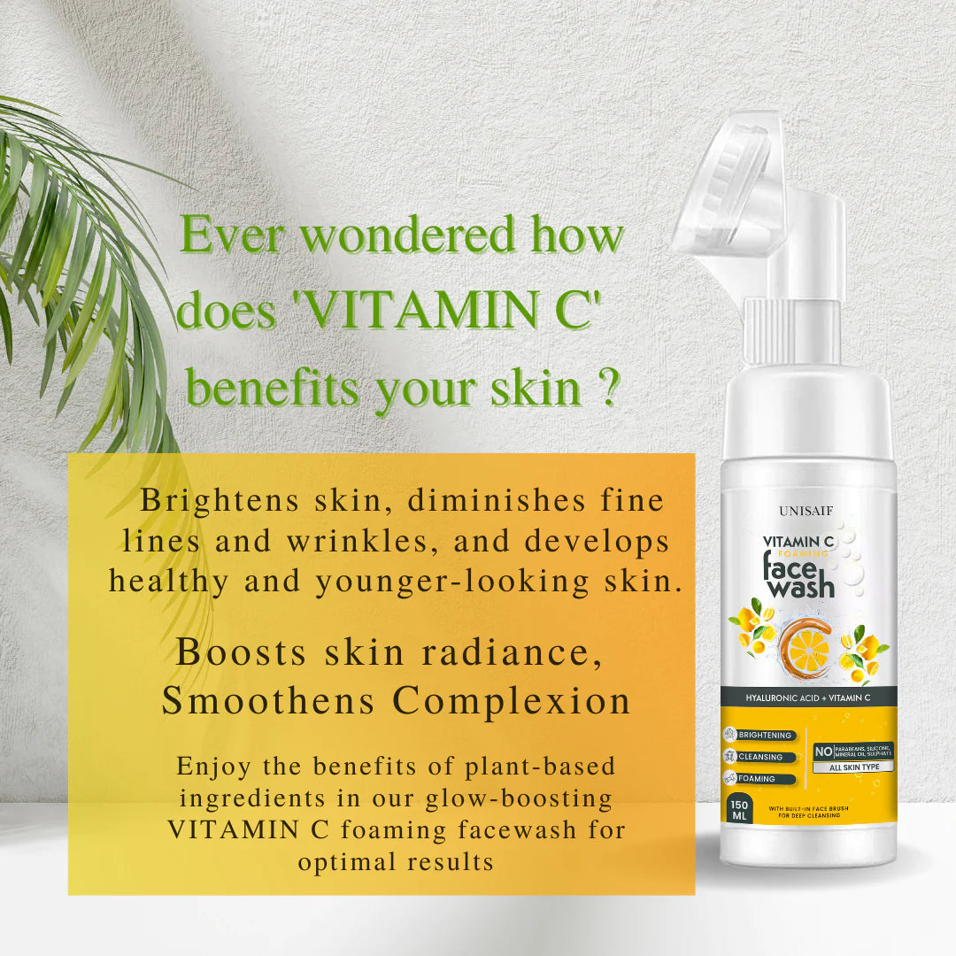 Vitamin C Organic Foaming Facewash (150ml) With Hyaluronic Acid & Vitamin C |Brightening| Cleansing| Hydration| NO PARABEN, NO SULPHATE, NO MINERAL OIL